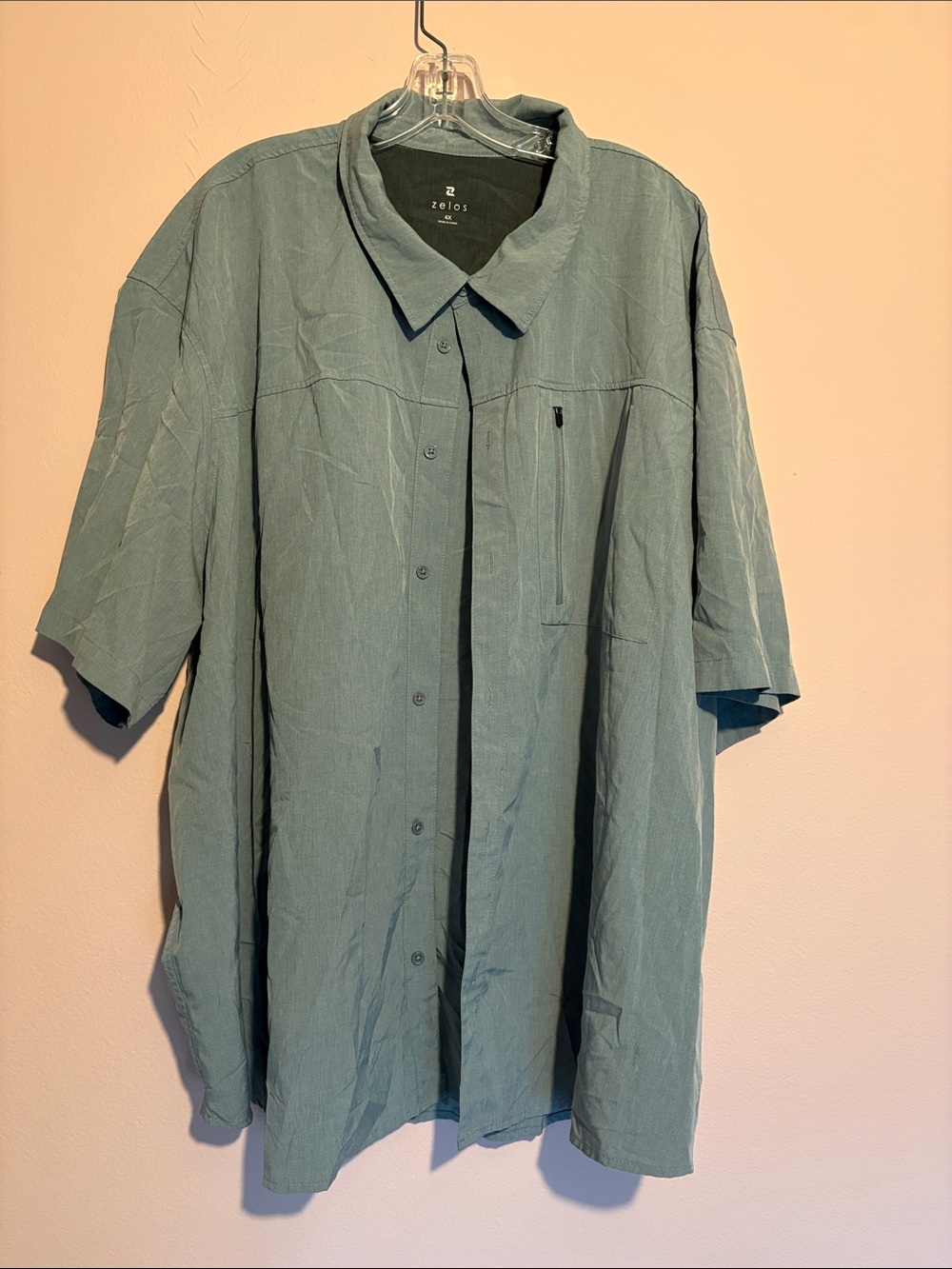 Zelos Men's Short-Sleeve Button-Up shirt  in Sage Green size :4X